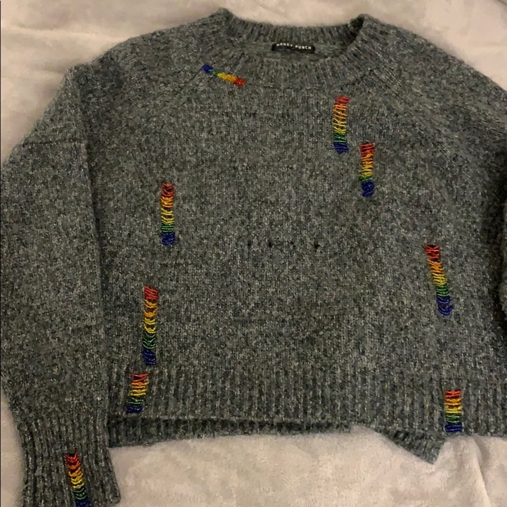 Unique rainbow-highlighted sweater